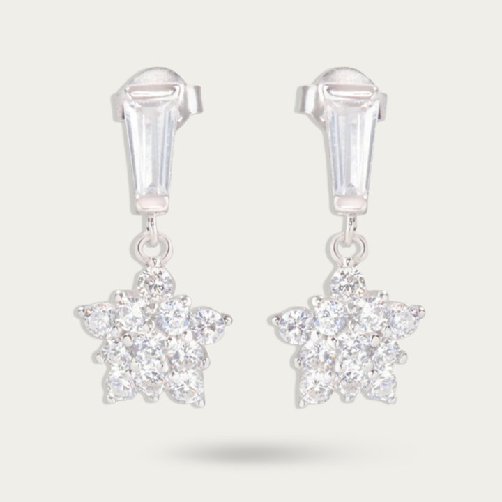 Blisse Allure Sterling Silver Flower Drop Earrings