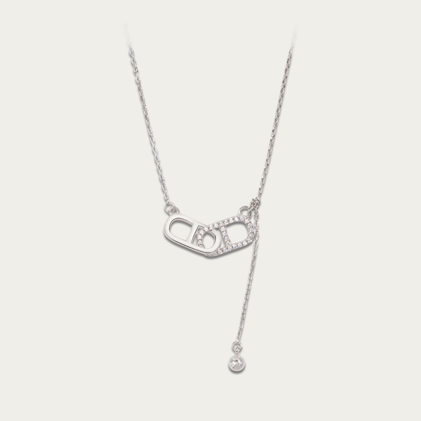 Blisse Allure Sterling Silver Interlinked Pop Tab Lariat Necklace