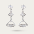 Blisse Allure Sterling Silver Fan Shaped Mosaic Drop Earrings