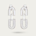 Blisse Allure Sterling Silver Rectangle Cable Link Drop Earrings