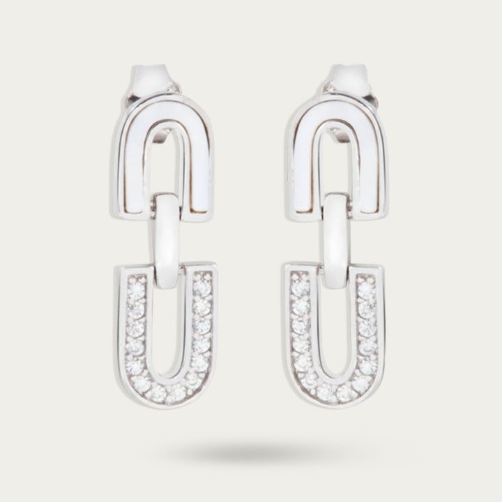 Blisse Allure Sterling Silver Rectangle Cable Link Drop Earrings