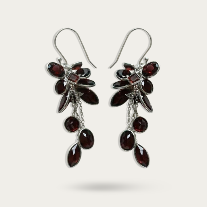 Gorgeous sterling silver danglers with red garnet drops