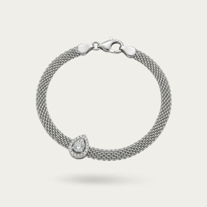 Blisse Allure Sterling Silver Pear shaped Cz Mesh linked Bracelet