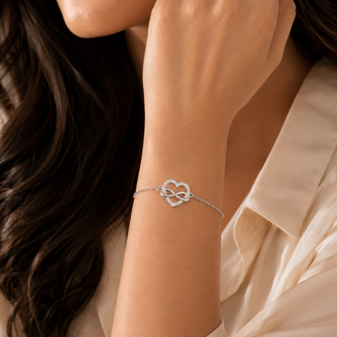 Blisse allure 925 Sterling Silver Infinity Heart Adjustable Bracelet