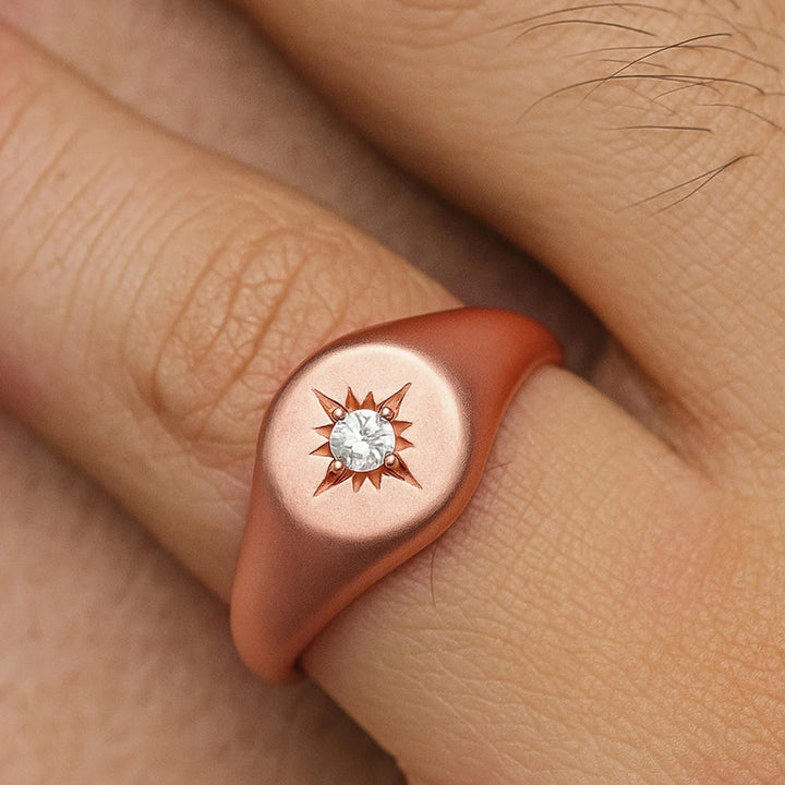Gold-finish ring with diamond accent design For Men - Blisseallure.in