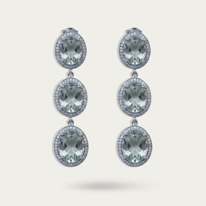 Elegant and Shimmering CZ Oval drop earrings