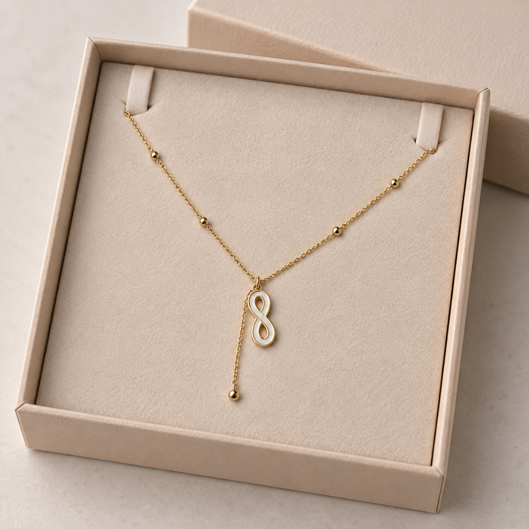 Blisseallure 925 Sterling Silver White Enamel Infinity Lariat Necklace for Women