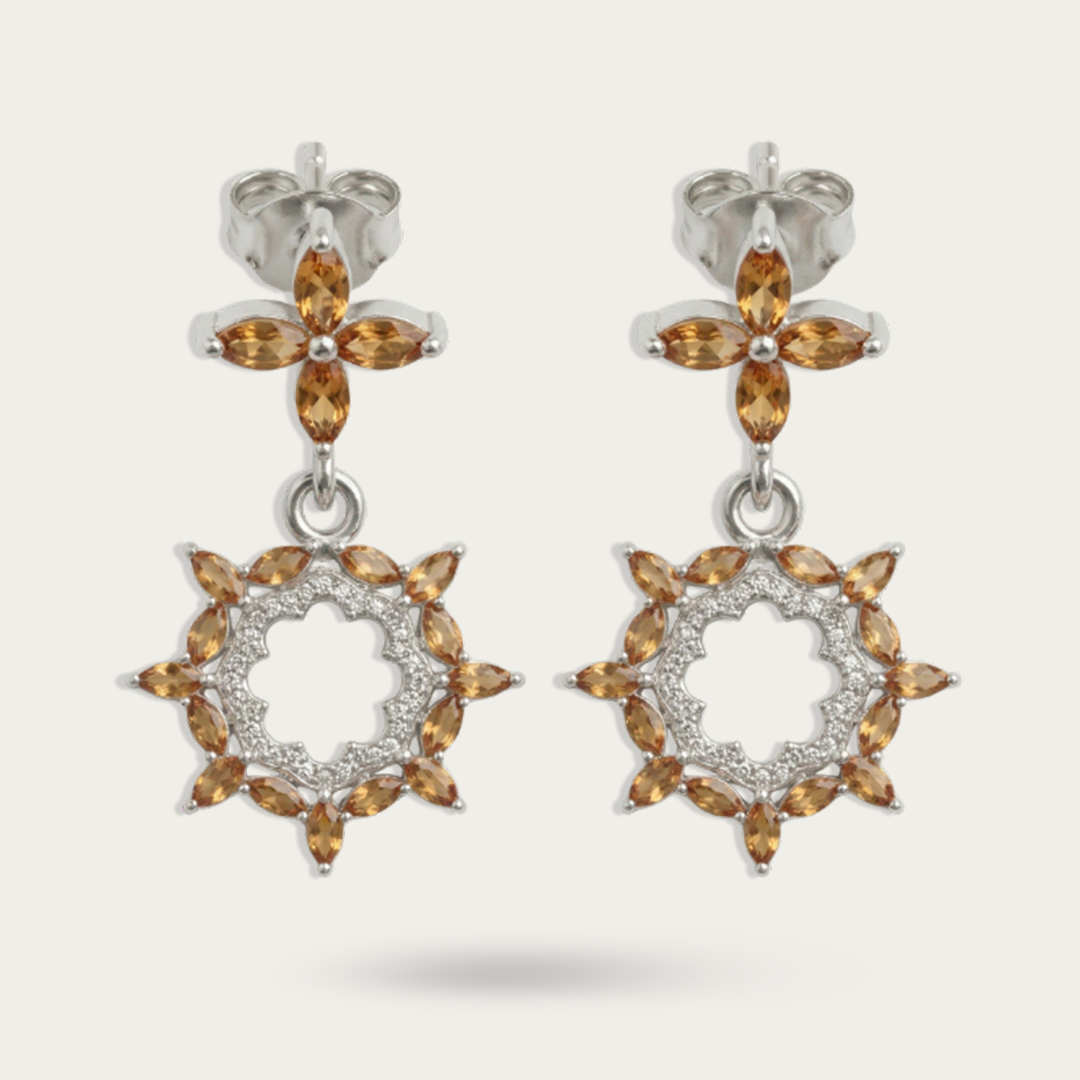 White cubic zirconia silver earrings
