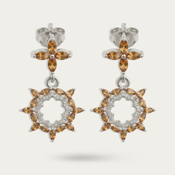 White cubic zirconia silver earrings