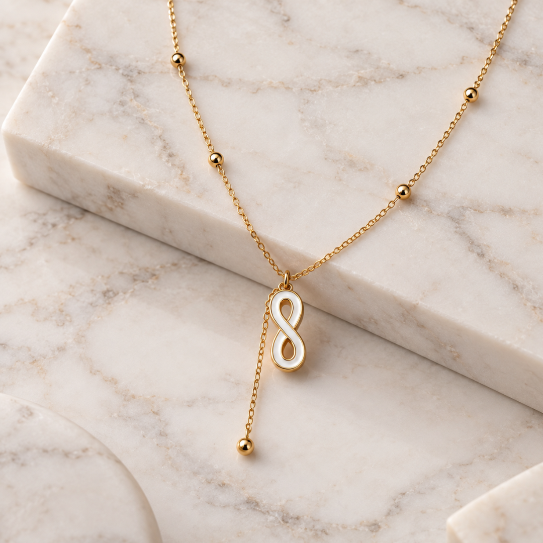 Blisseallure 925 Sterling Silver White Enamel Infinity Lariat Necklace for Women