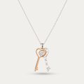 Blisseallure 925 Sterling Silver Two-Tone Double Key Pendant Necklace for Women