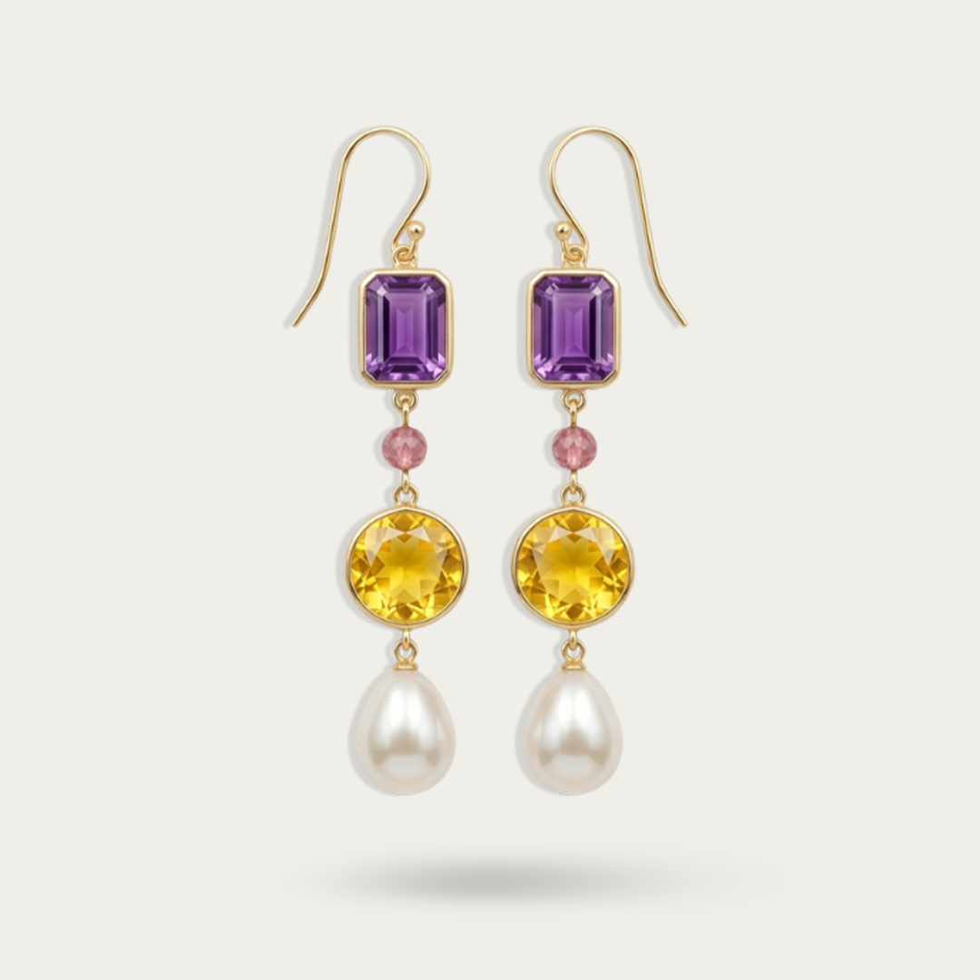 Blisse Allure Sterling Silver Multi stone Danglers for women