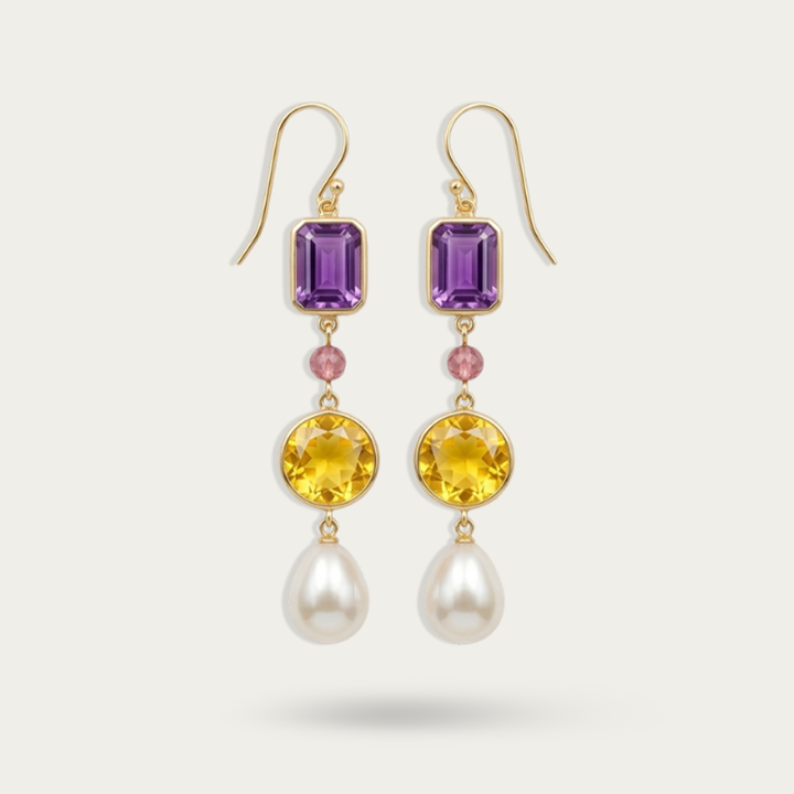 Blisse Allure Sterling Silver Multi stone Danglers for women