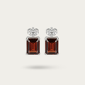 Blisse Allure 925 Sterling Silver Red Garnet Stud Earrings