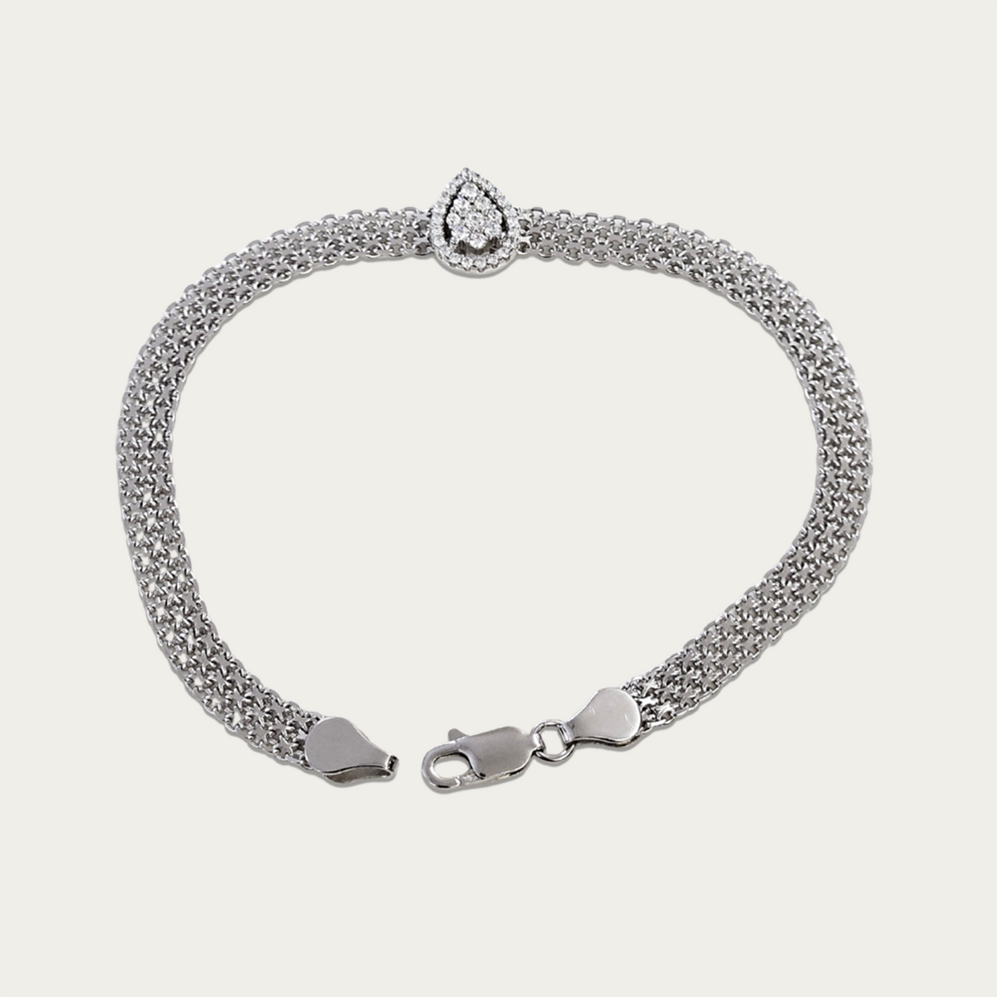 Blisse Allure Sterling Silver Pear shaped Cz Mesh linked Bracelet