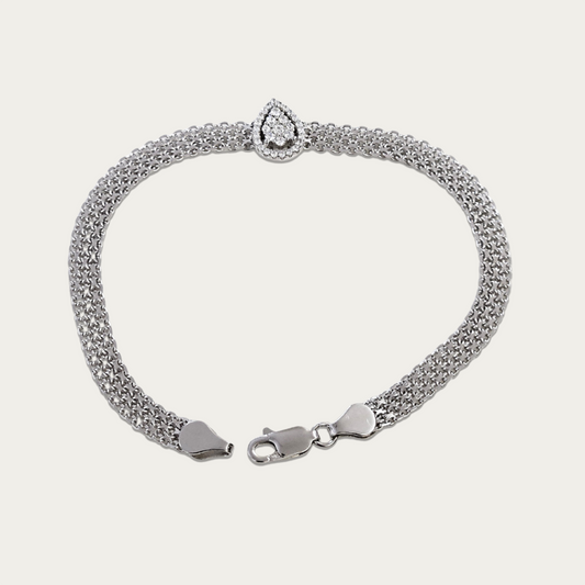 Blisse Allure Sterling Silver Pear shaped Cz Mesh linked Bracelet