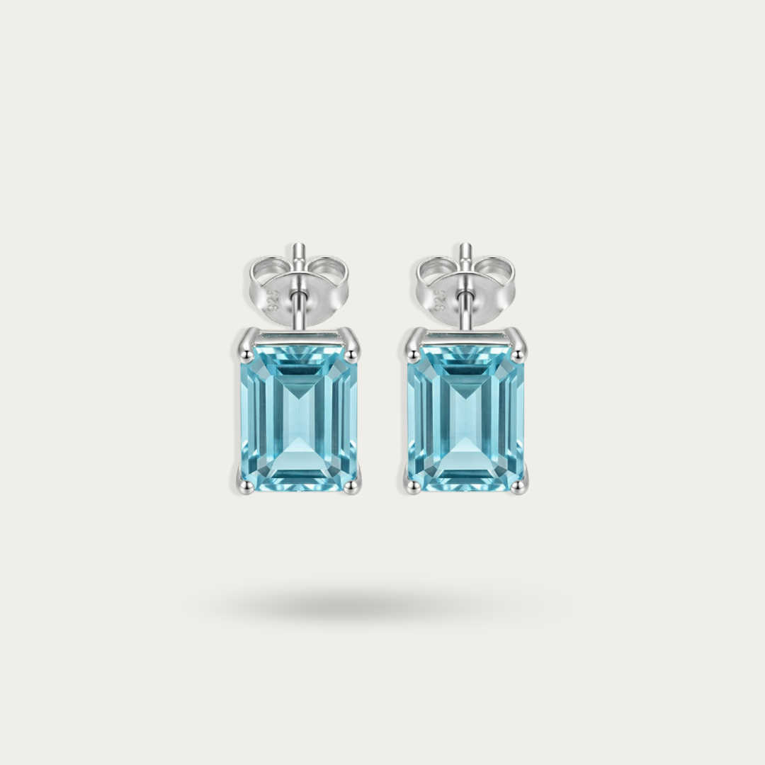 Blisse Allure 925 Sterling Silver Sky Blue Topaz Stud Earrings
