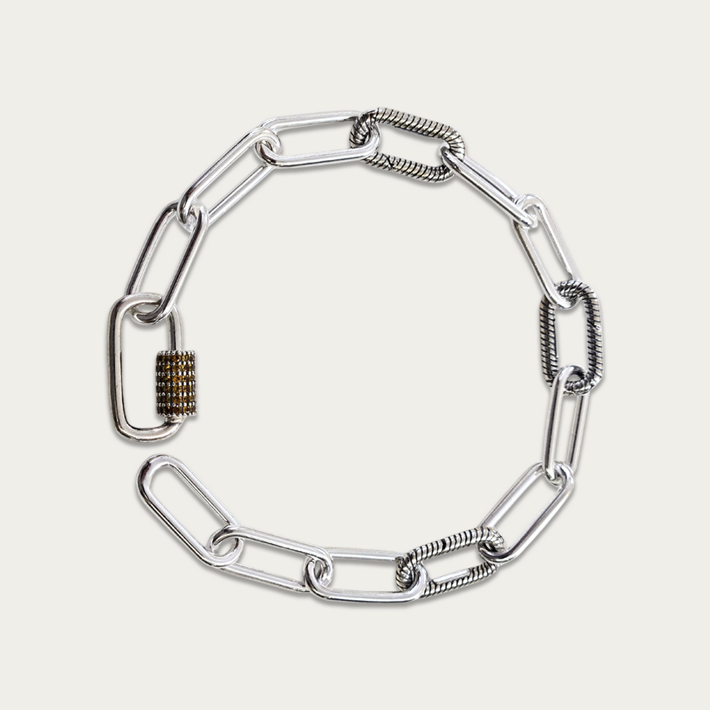 Blisse Allure Sterling Silver Paper Clip Shaped Link Bracelet