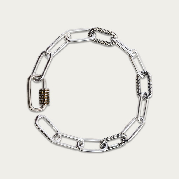 Blisse Allure Sterling Silver Paper Clip Shaped Link Bracelet