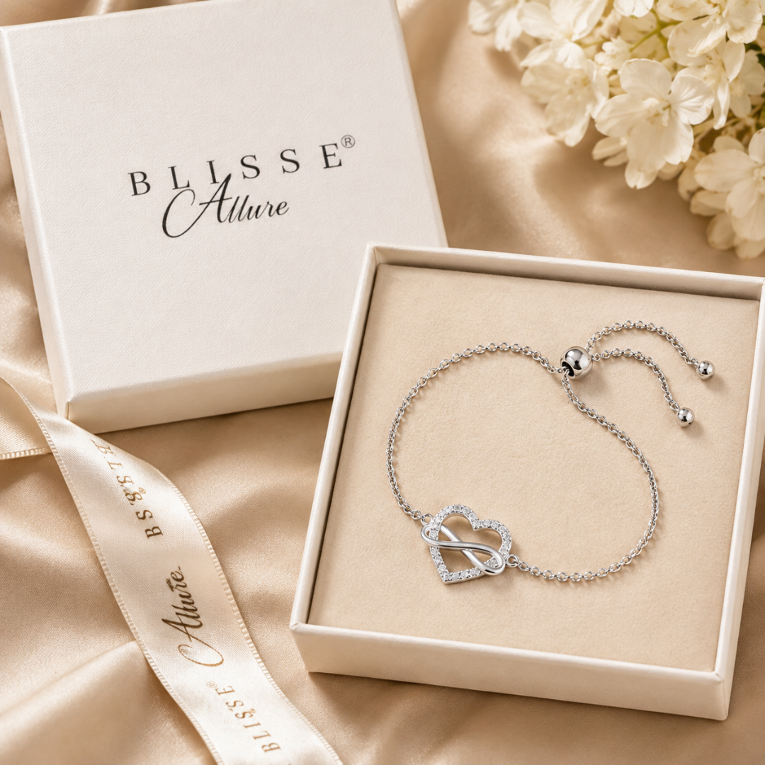 Blisse allure 925 Sterling Silver Infinity Heart Adjustable Bracelet