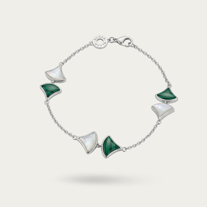 Blisse Allure Mother of Pearl with Malachite Sterling Silver Bracelet