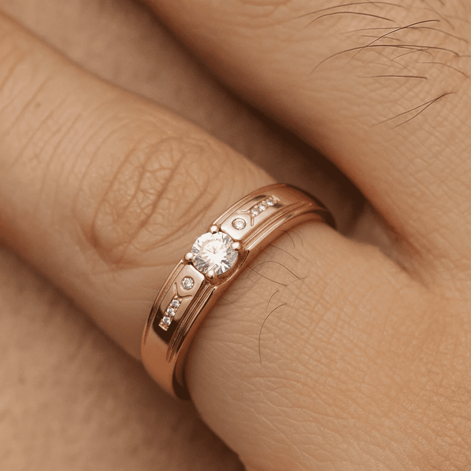 Elegant Rose Gold and Silver Ring for Men – Diamond Accent - Blisseallure.in