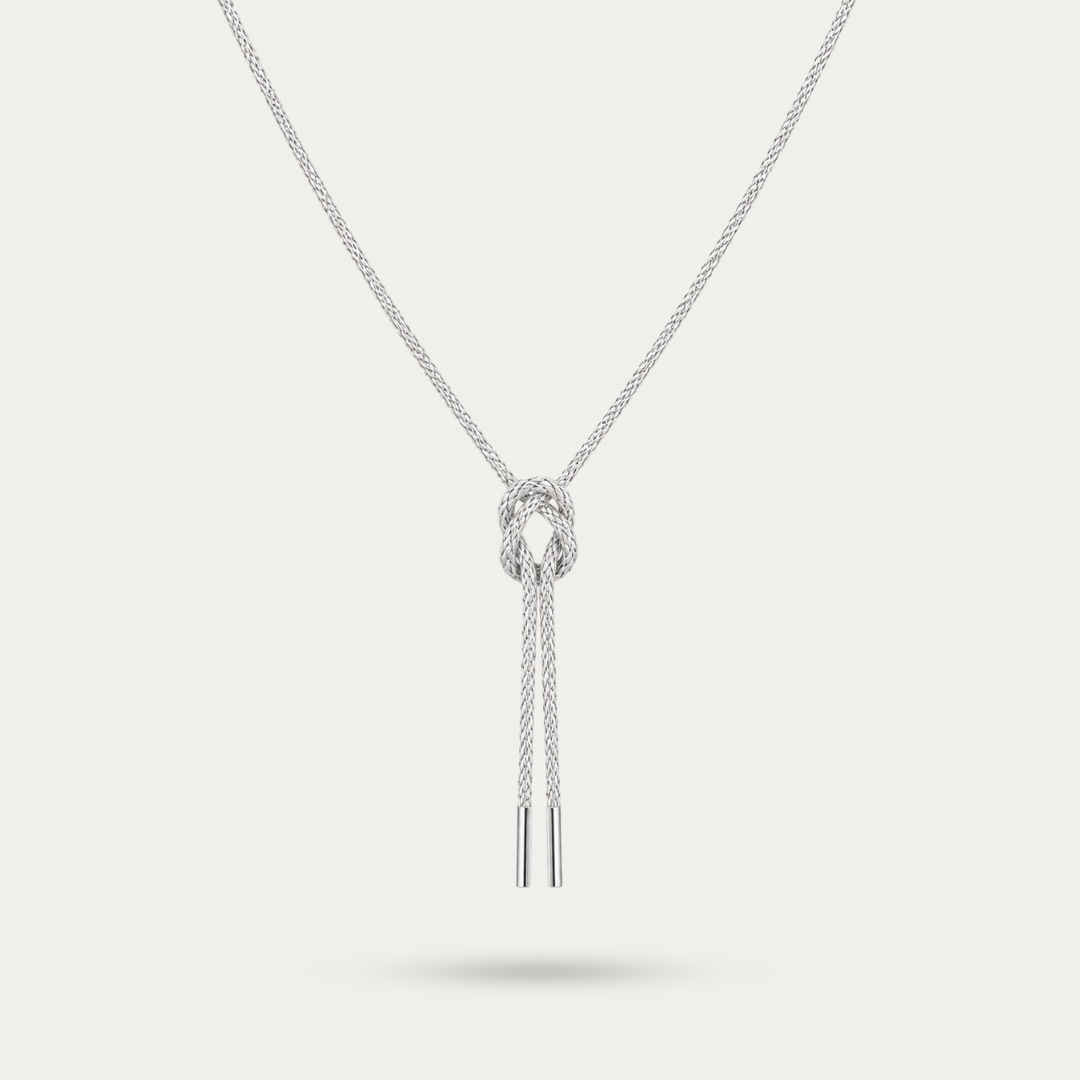 Blisseallure 925 Sterling Silver Tied Knot Mesh Lariat Necklace for Women