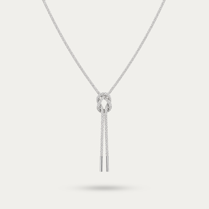Blisseallure 925 Sterling Silver Tied Knot Mesh Lariat Necklace for Women