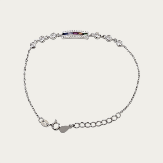 Blisse Allure Sterling Silver Rainbow Multicoloured CZ Bracelet