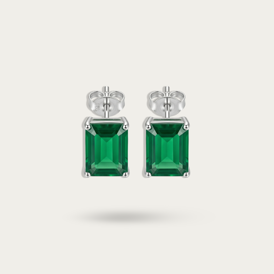 Blisse Allure 925 Sterling Silver Green Onyx Stud Earrings