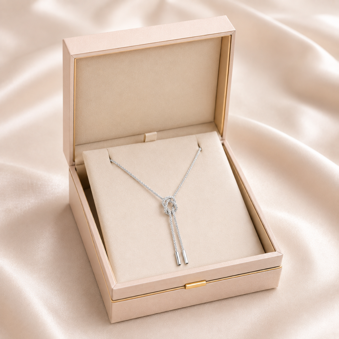 Blisseallure 925 Sterling Silver Tied Knot Mesh Lariat Necklace for Women