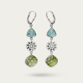 Lemon quartz and sky blue topaz with French hook silver earrings