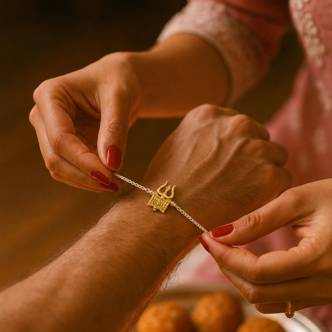 Blisse Allure Sterling Silver Shiv Trishul Rakhi for your brother