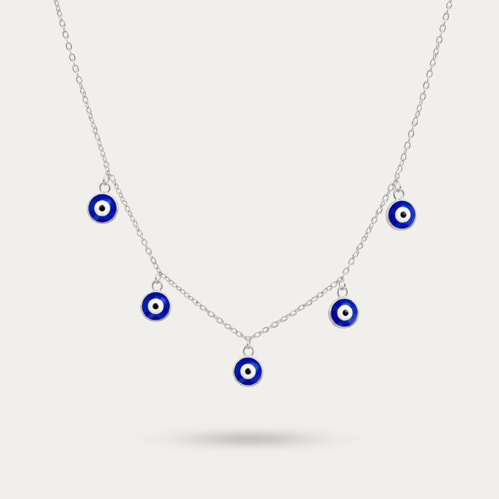 Blisseallure 925 Sterling Silver Multi Evil Eye Charm Necklace for Women