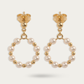 Gold beaded with Pearl earrings