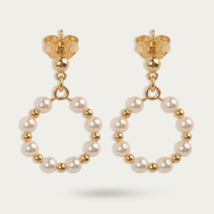 Gold beaded with Pearl earrings