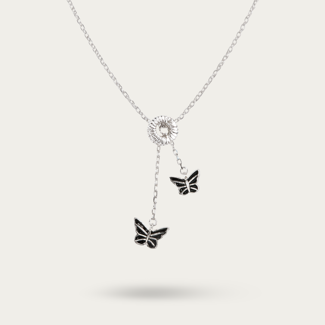 Blisse Allure Sterling Silver Butterfly Lariat Necklace