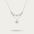 Blisse Allure Sterling Silver Clavicle Layered Star Necklace