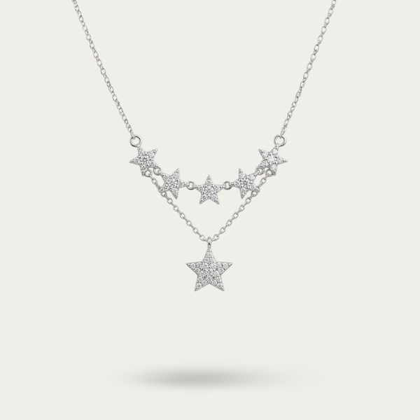Blisse Allure Sterling Silver Clavicle Layered Star Necklace