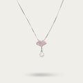 Blisse Allure Sterling Silver Apricot Leaf with Pearl Pendant Necklace