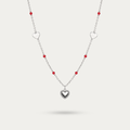 Blisse allure 925 Sterling Silver Dainty Heart & Red Enamel Bead Necklace
