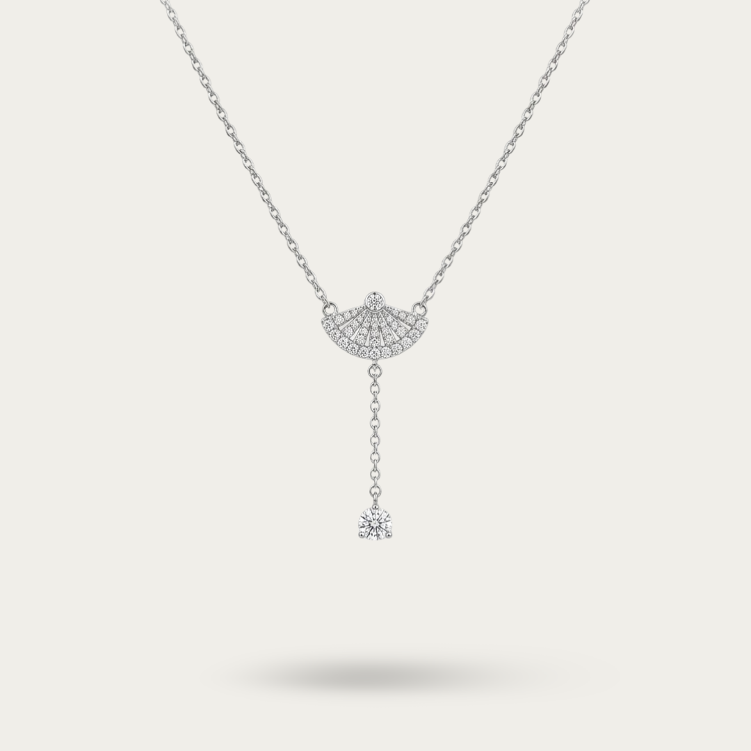 Blisse Allure Sterling Silver Fan Shaped Lariat Necklace