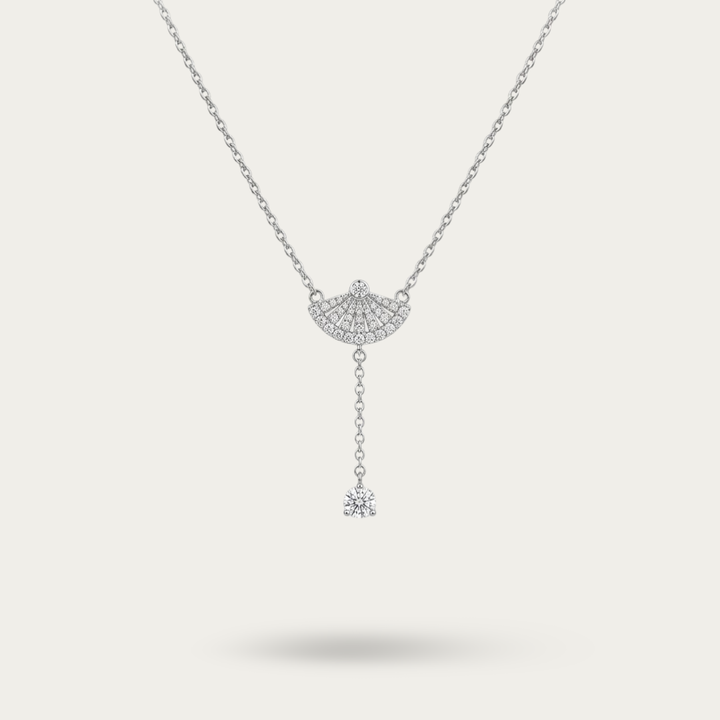 Blisse Allure Sterling Silver Fan Shaped Lariat Necklace