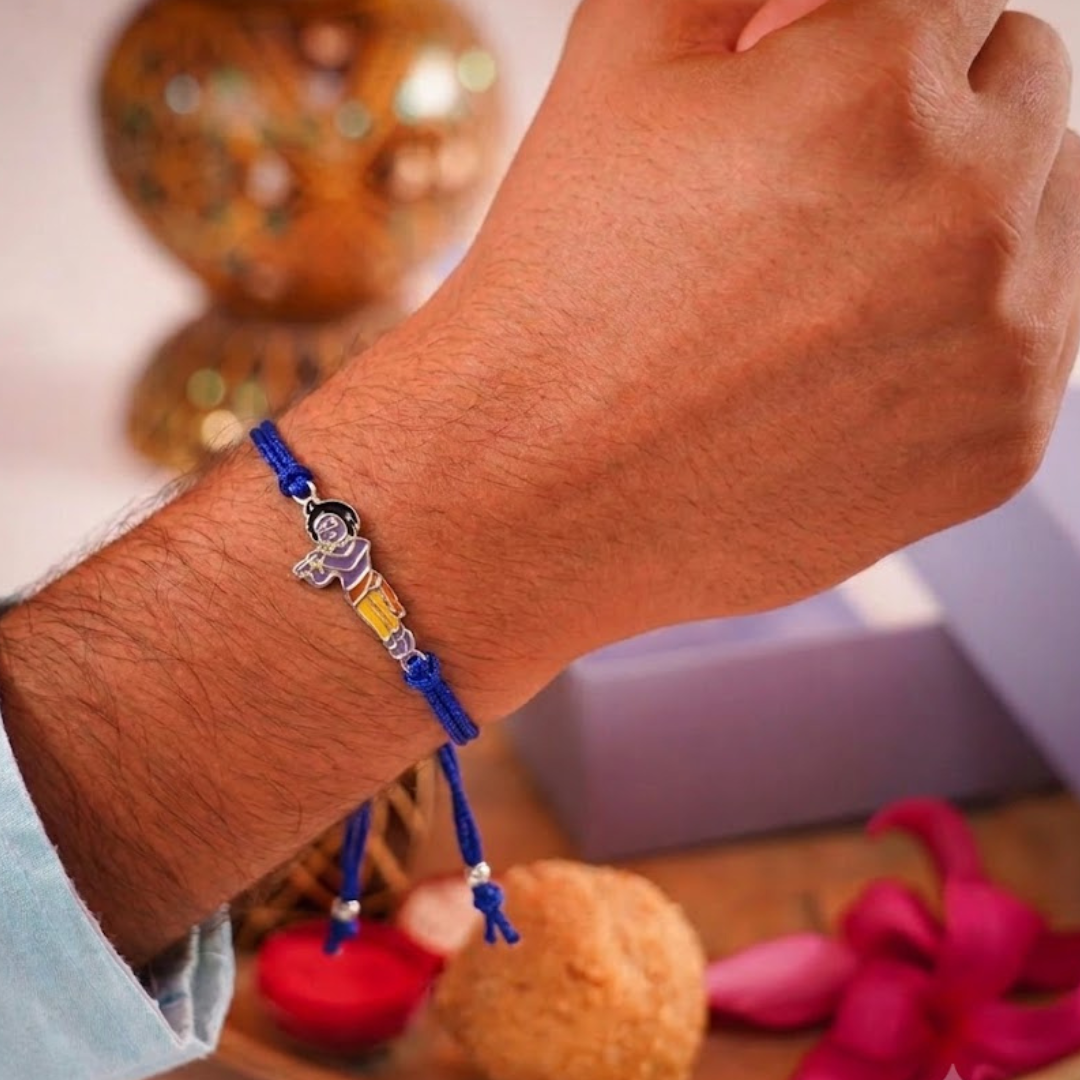 Blisse Allure 925 Sterling flute Krishna silver rakhi for brother