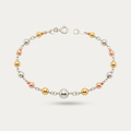 Blisse allure 925 Sterling Silver Tri-Tone Beaded Station Bracelet