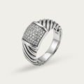 Men's Ring with Twisted Band & Rectangular Sparkle