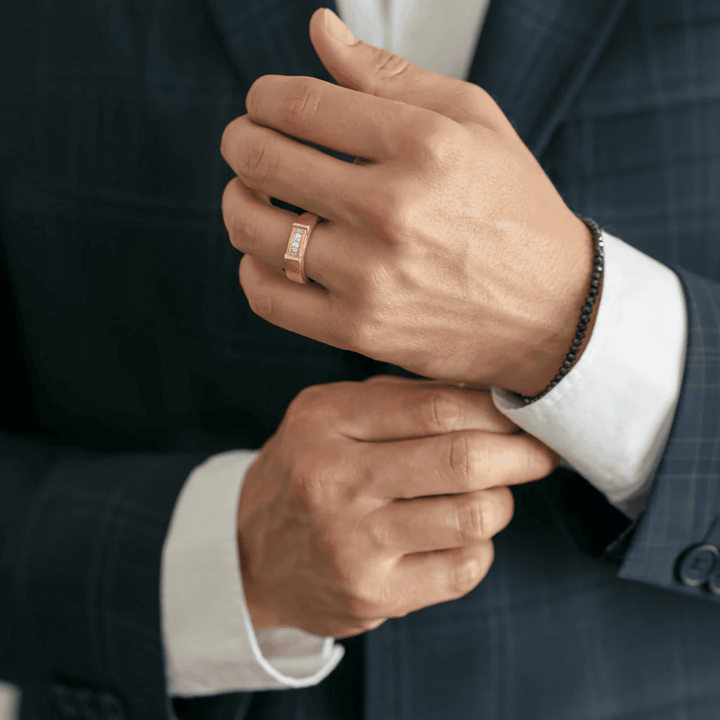 Sterling Silver Ring with Rectangular Three-Stone Setting for Men - Blisseallure.in