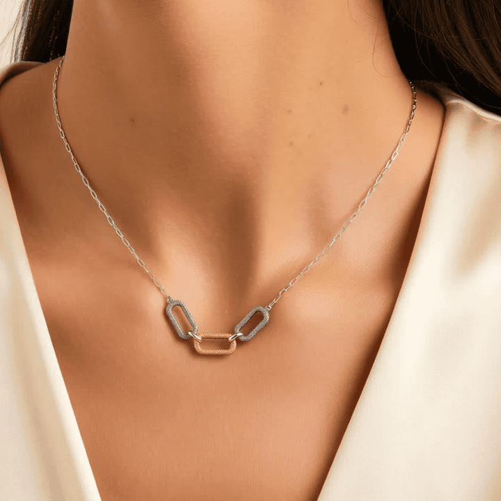 Oxidised Silver and Gold Linked Necklace