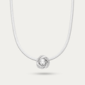 Sparkling Floral Swirl Solitaire Pendant on 925 Sterling Silver Flat Chain