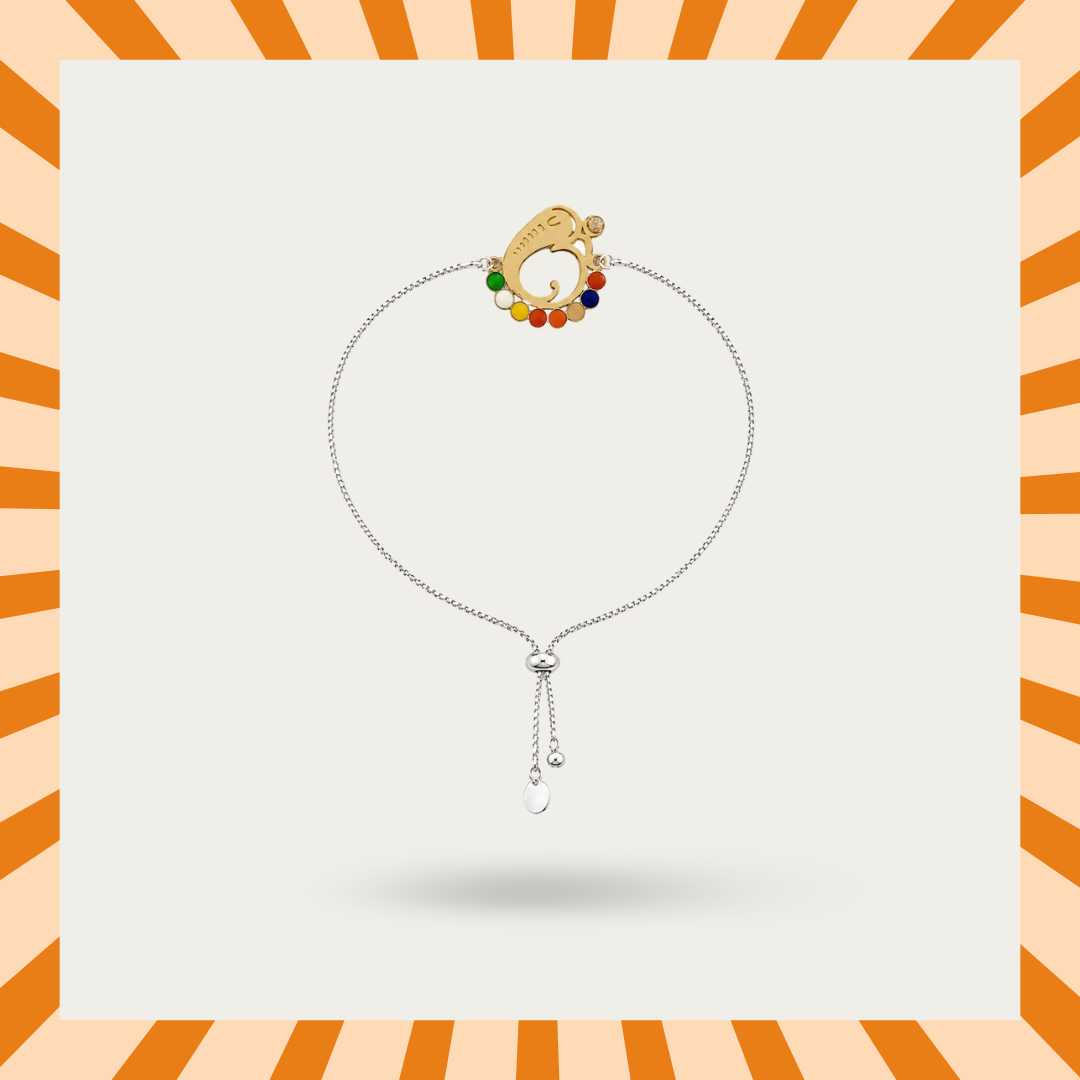 Blisse Allure 925 sterling silver Navratna Ganesha Rakhi for brother
